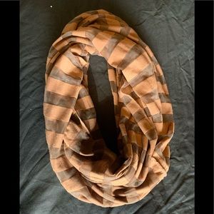 Brown striped infinity scarf